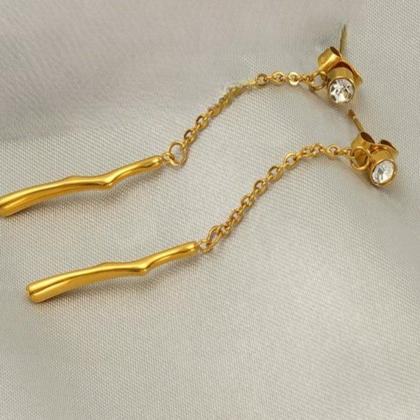 Crystal Studs Gold Drop Earrings JLT13375
