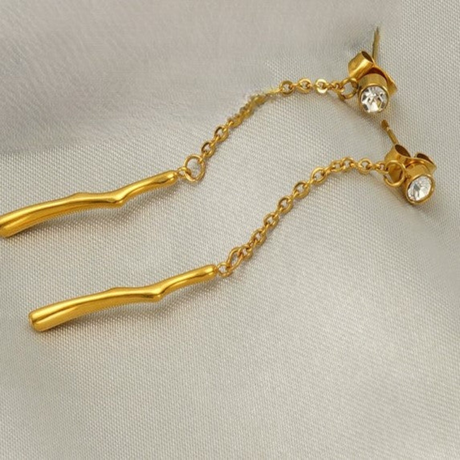 Crystal Studs Gold Drop Earrings JLT13375