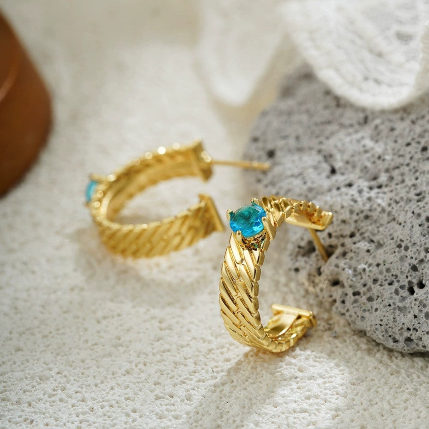 Aqua Gold Hoop Earrings JLT13381