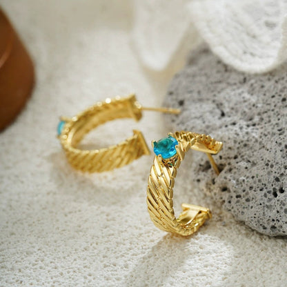 Aqua Gold Hoop Earrings JLT13381