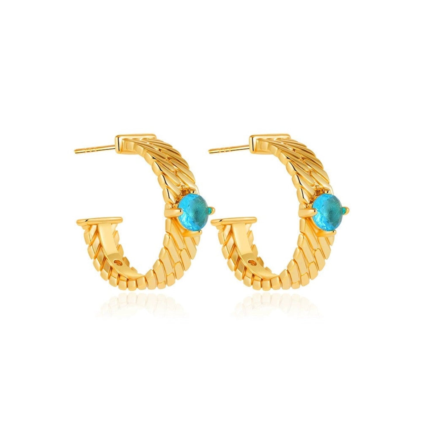 Aqua Gold Hoop Earrings JLT13381