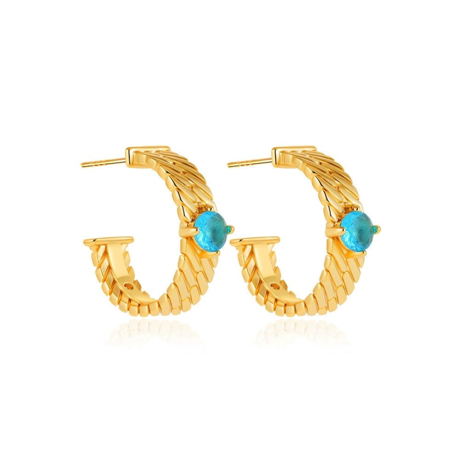 Aqua Gold Hoop Earrings JLT13381