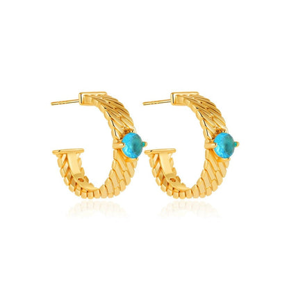 Aqua Gold Hoop Earrings JLT13381