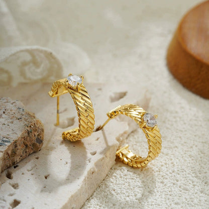 Crystal Gold Hoop Earrings JLT13382