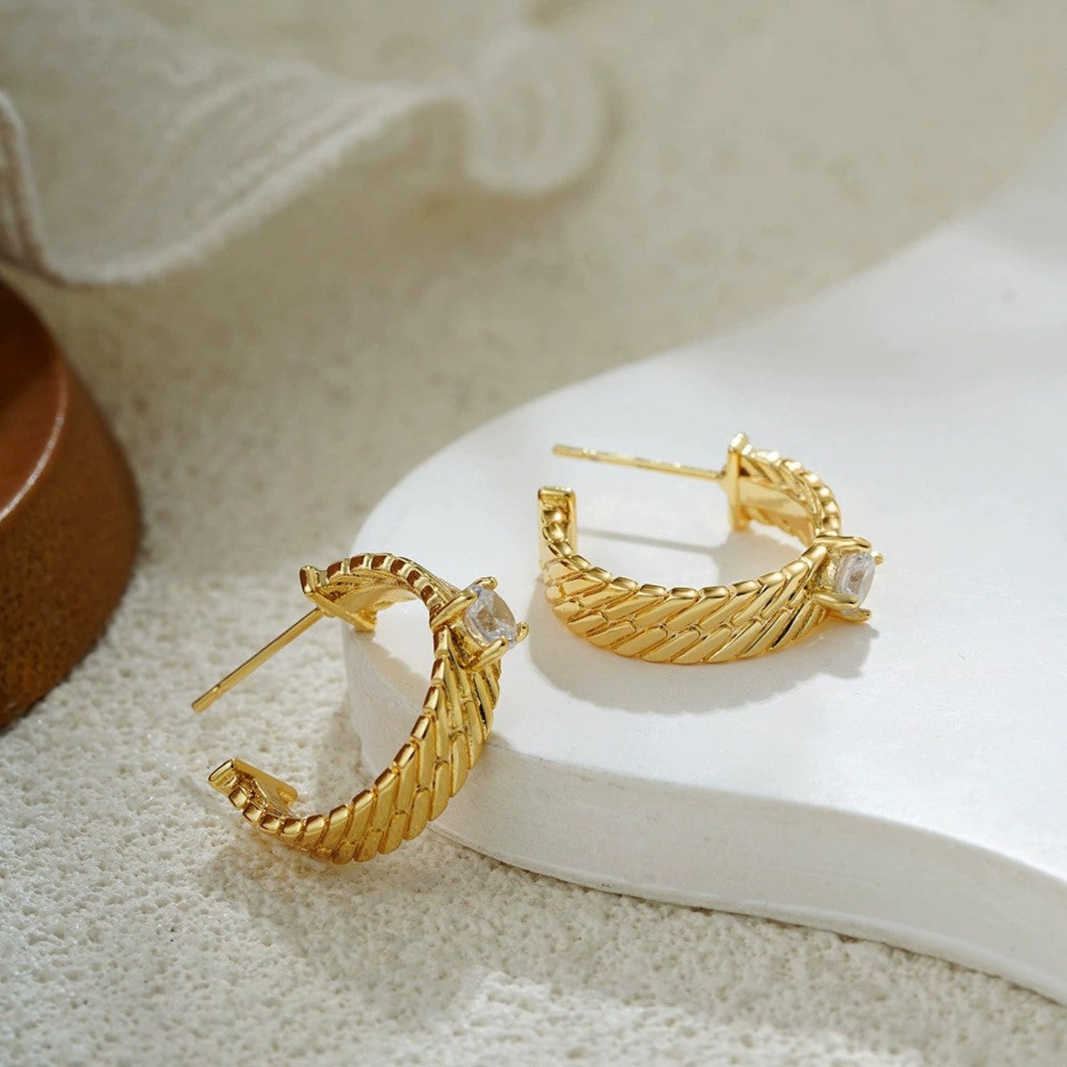 Crystal Gold Hoop Earrings JLT13382