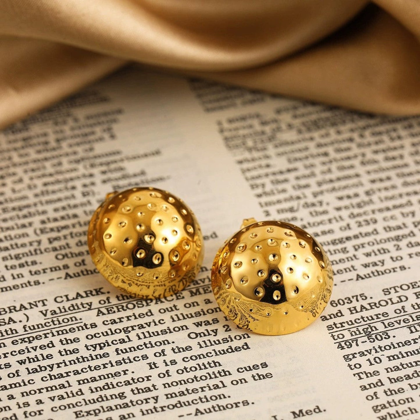Textured Dome Gold Stud Earrings JLT13385