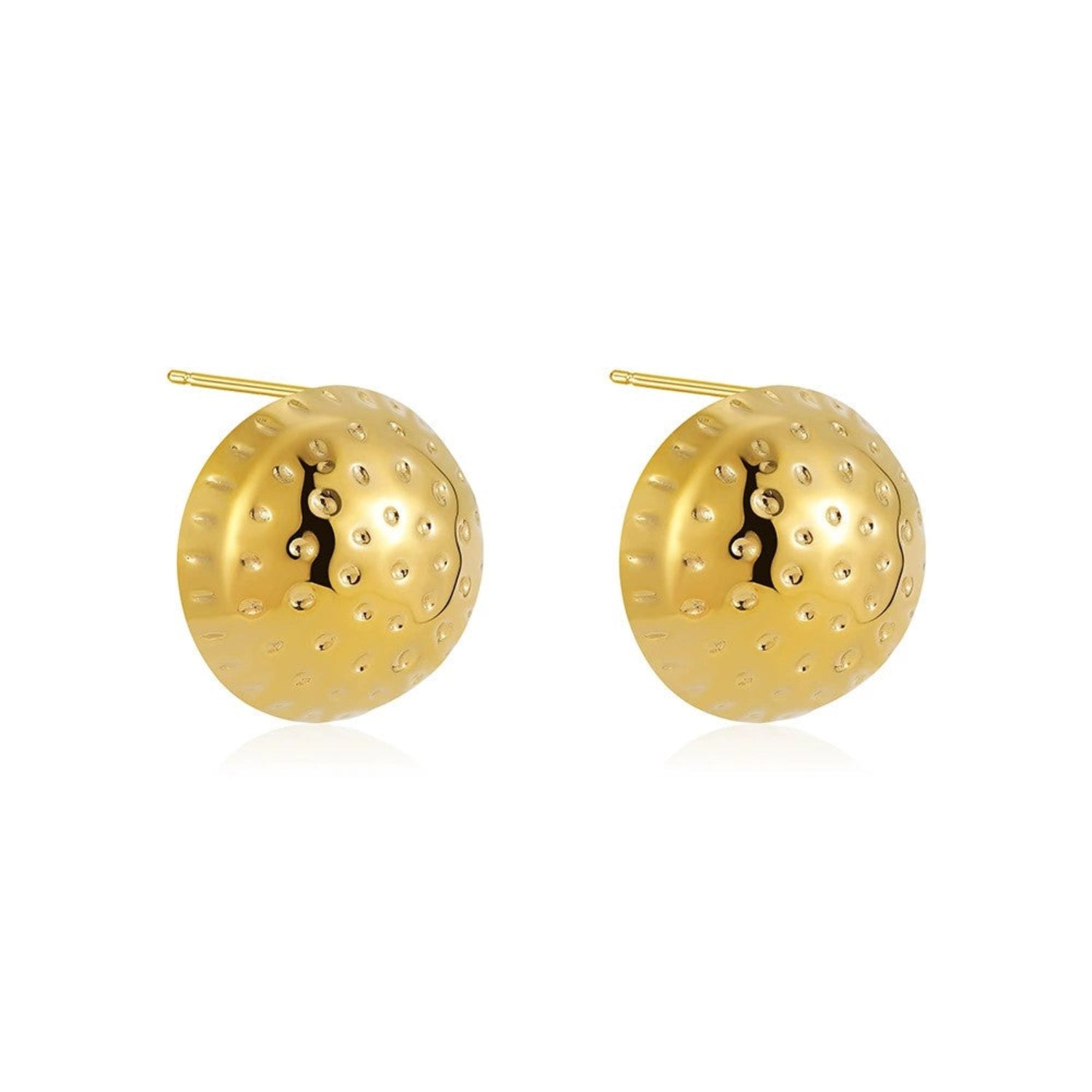Textured Dome Gold Stud Earrings JLT13385