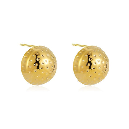 Textured Dome Gold Stud Earrings JLT13385