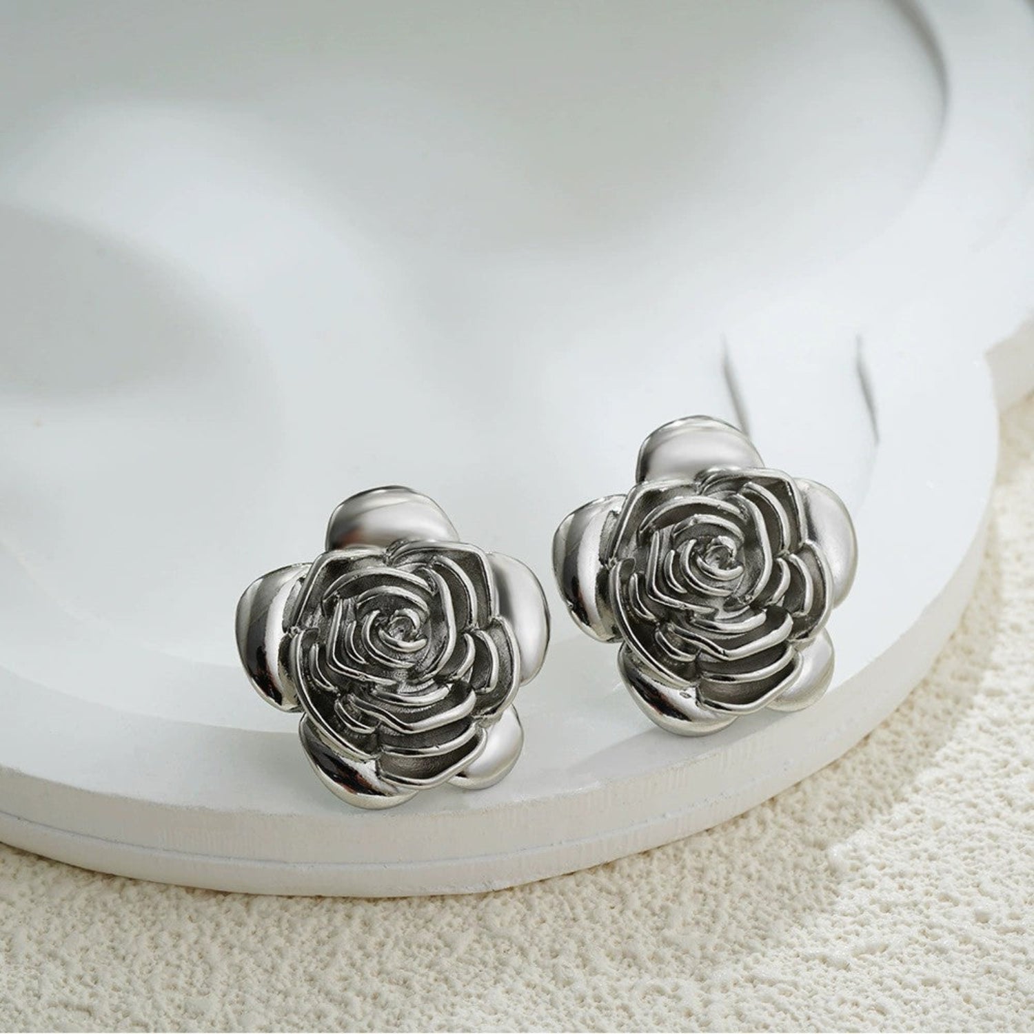 Silver Rose Stud Earrings JLT13386