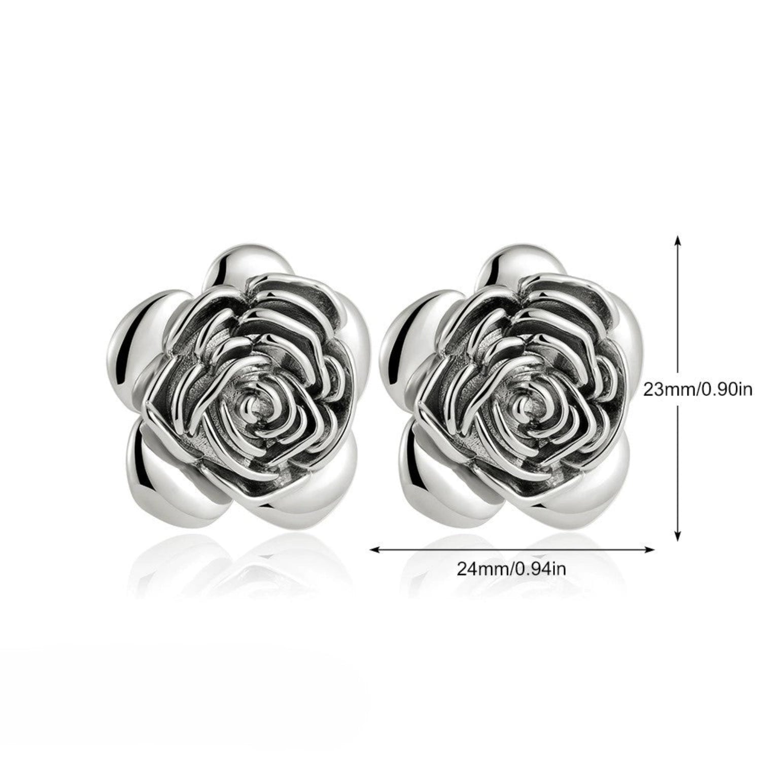 Silver Rose Stud Earrings JLT13386