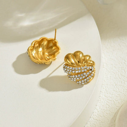 Golden Crystal Stud Earrings JLT13392