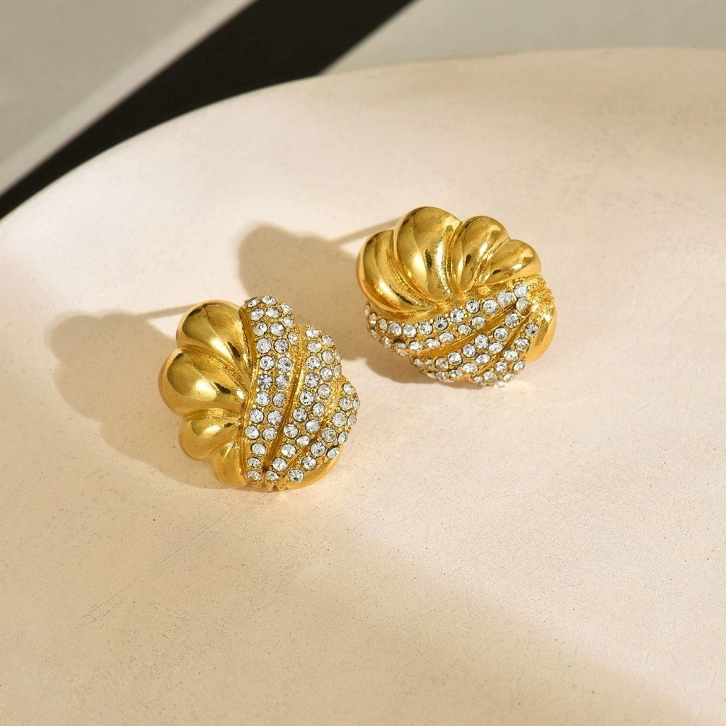 Golden Crystal Stud Earrings JLT13392
