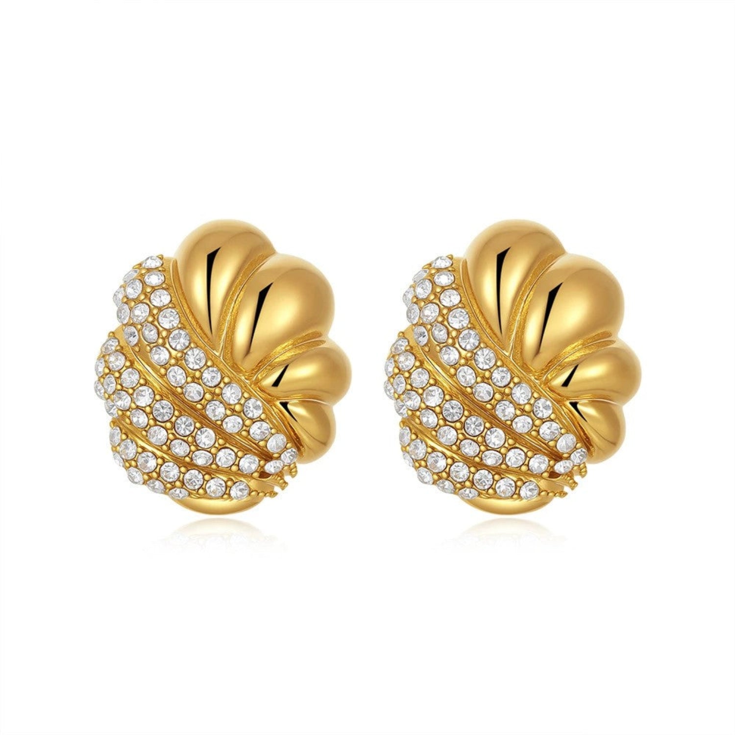 Golden Crystal Stud Earrings JLT13392
