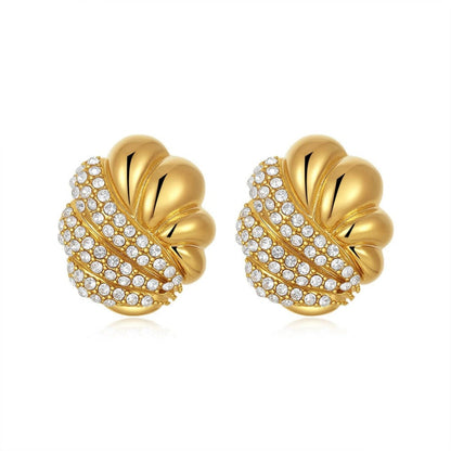 Golden Crystal Stud Earrings JLT13392
