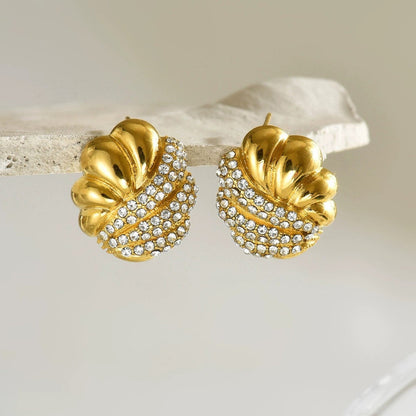 Golden Crystal Stud Earrings JLT13392
