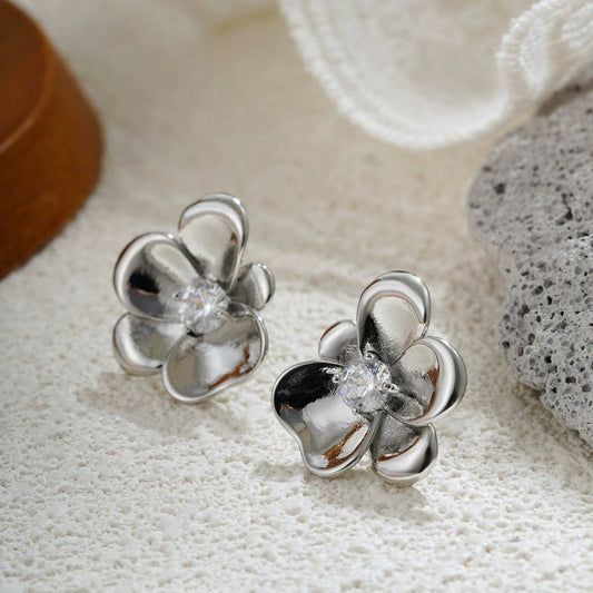 Silver Bloom Crystal Studs JLT13394