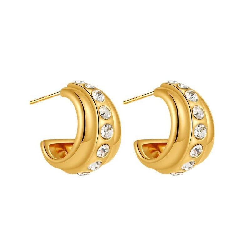 Golden Luxe Crystal Hoop Studs JLT13396