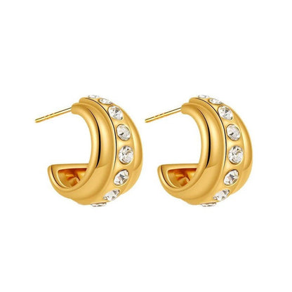 Golden Luxe Crystal Hoop Studs JLT13396