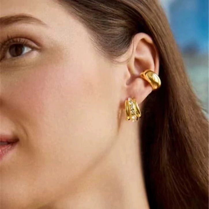 Golden Luxe Crystal Hoop Studs JLT13396