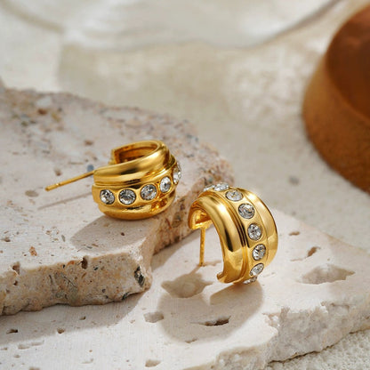 Golden Luxe Crystal Hoop Studs JLT13396