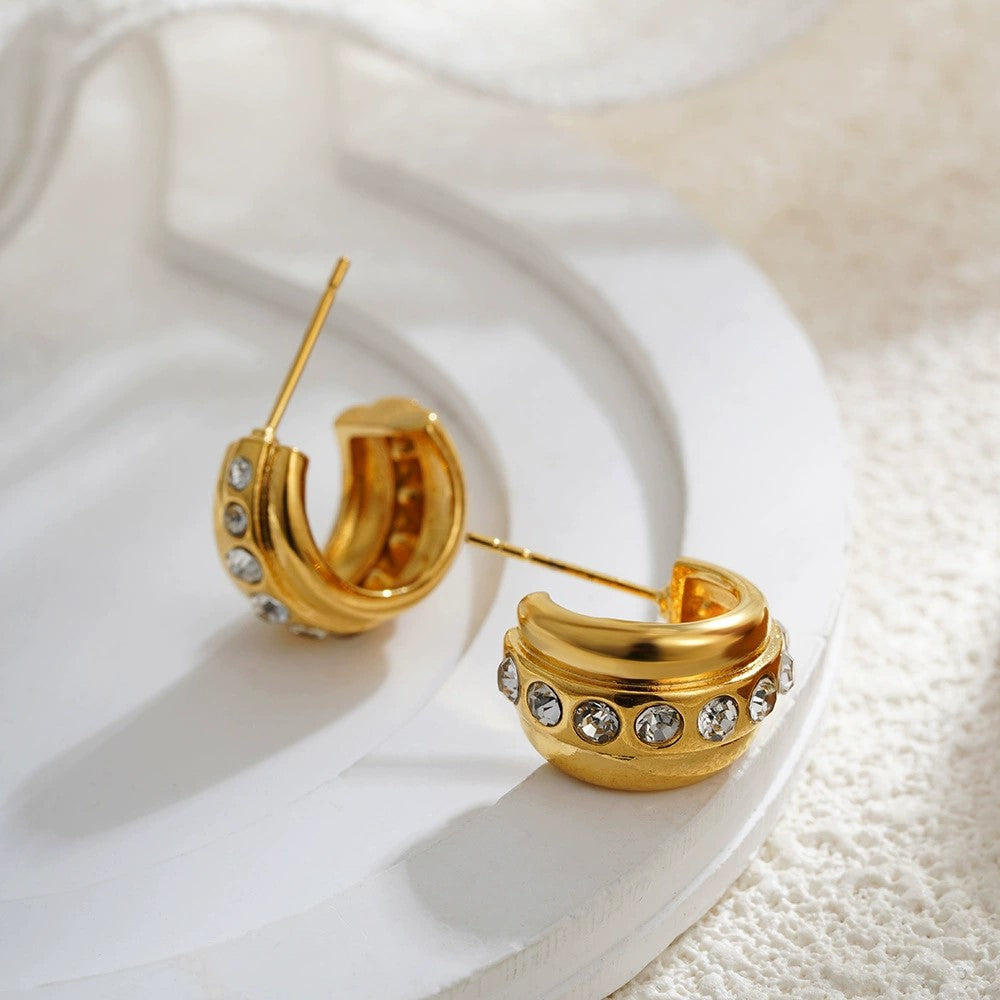 Golden Luxe Crystal Hoop Studs JLT13396