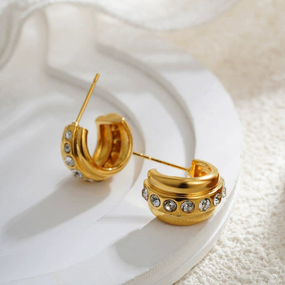 Golden Luxe Crystal Hoop Studs JLT13396