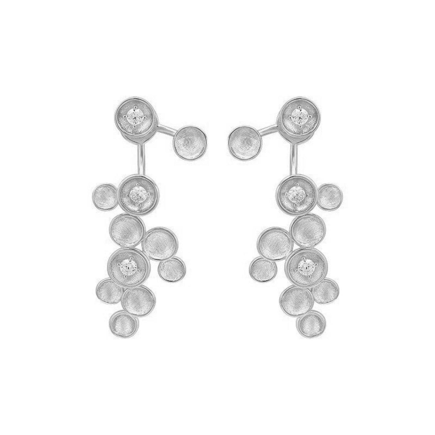 Celestial Cluster Silver Drop Earrings JLT13402