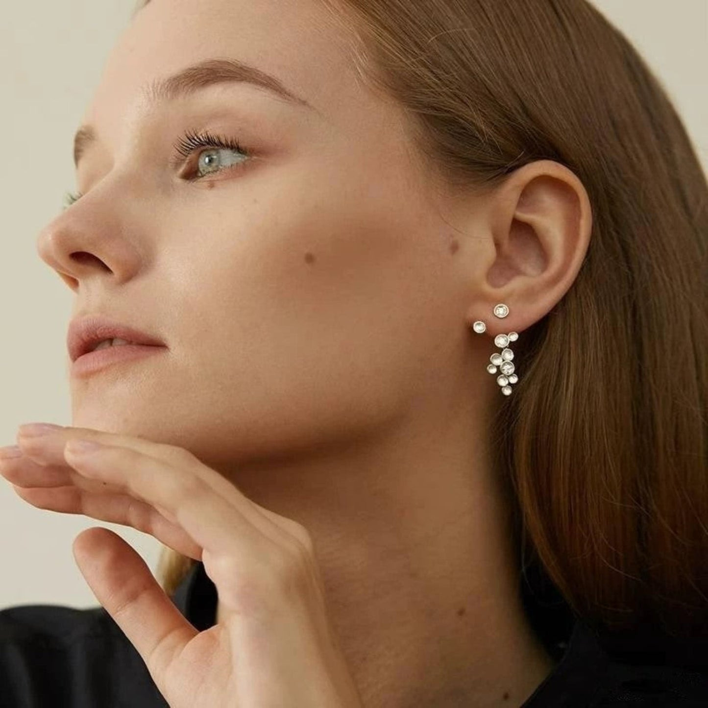 Celestial Cluster Silver Drop Earrings JLT13402