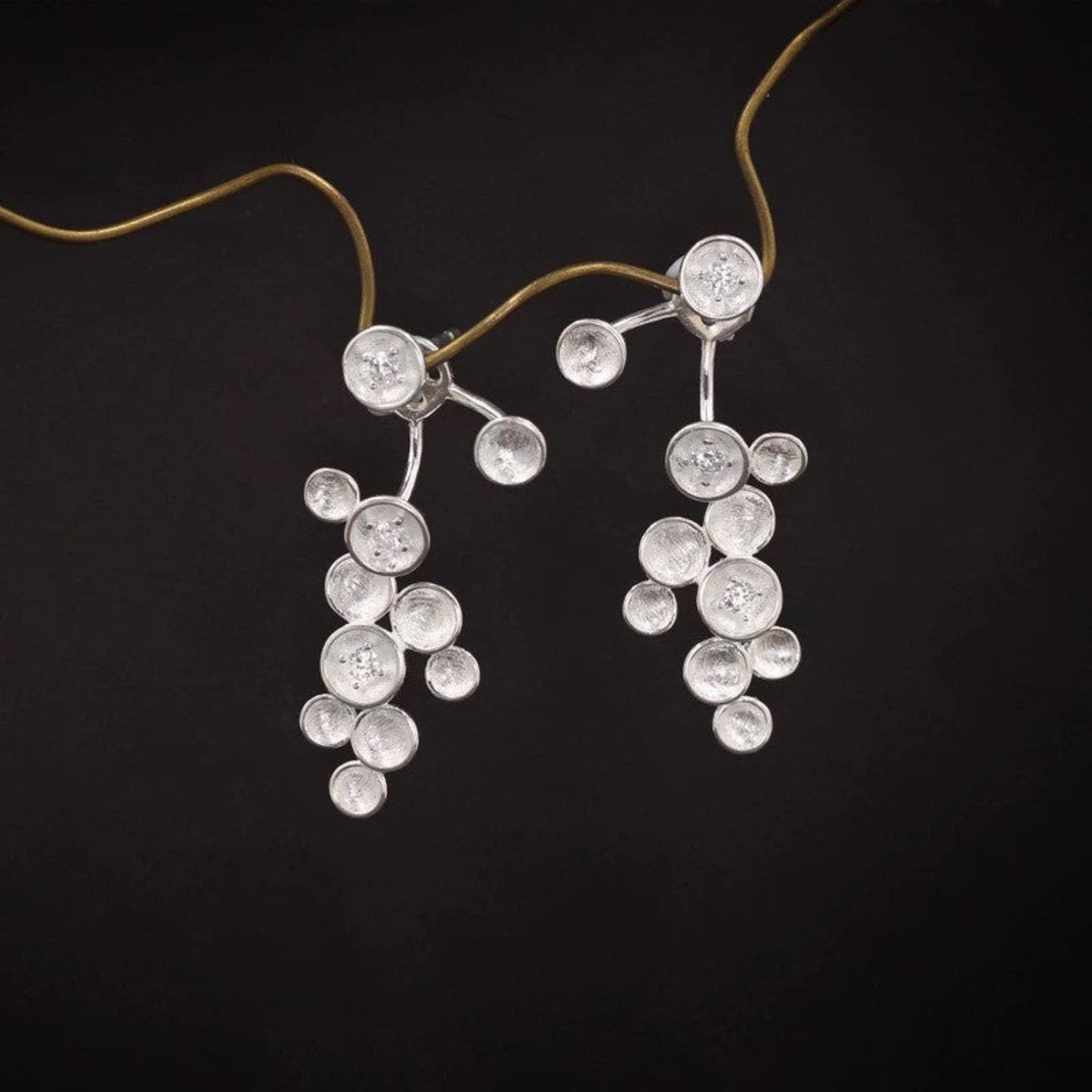 Celestial Cluster Silver Drop Earrings JLT13402
