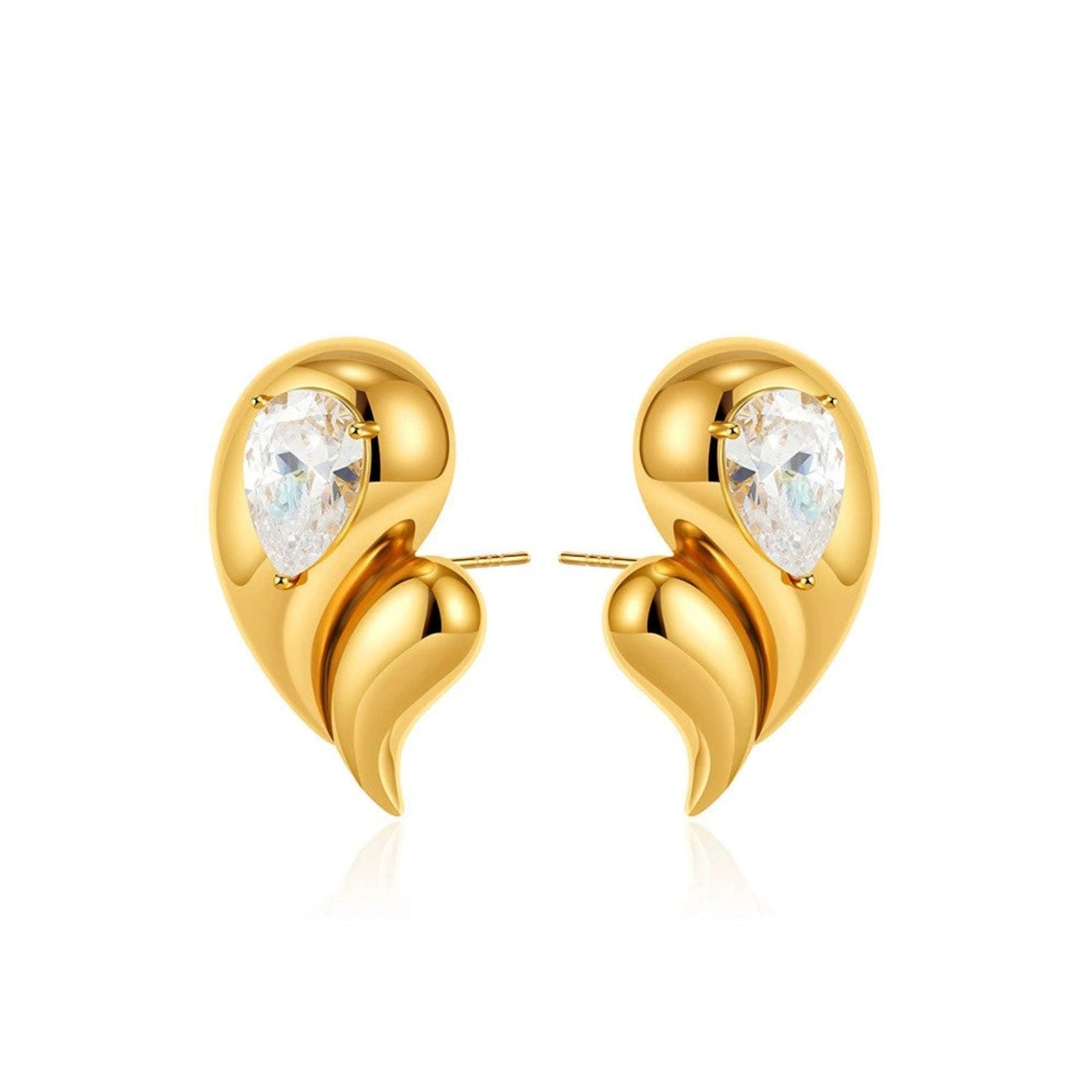 Golden Flame Crystal Drop Earrings JLT13409
