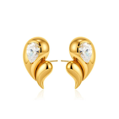 Golden Flame Crystal Drop Earrings JLT13409