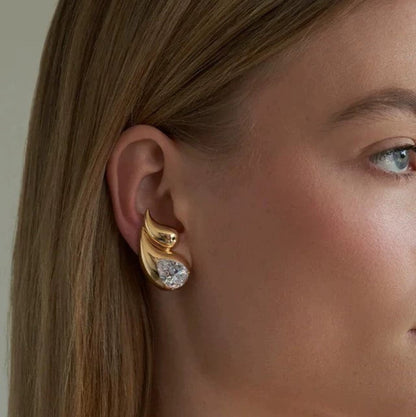 Golden Flame Crystal Drop Earrings JLT13409