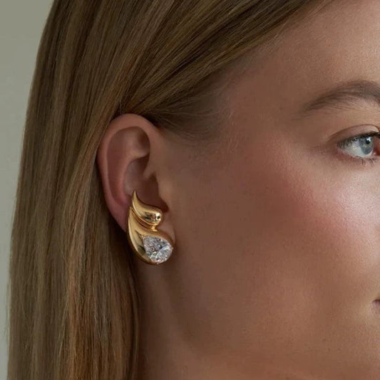 Golden Flame Crystal Drop Earrings JLT13409