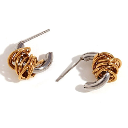 Twisted Knot DualTone Stud Earrings JLT13412