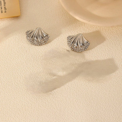 Crystal Wave Shell Stud Earrings JLT13415