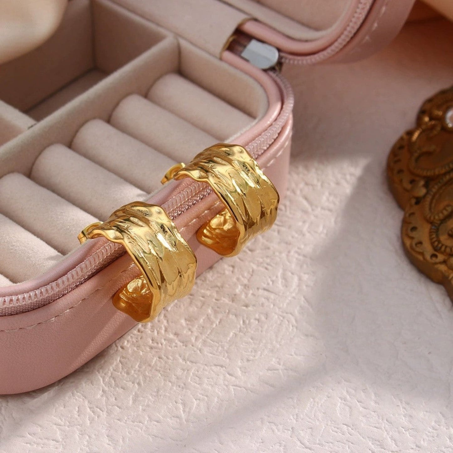 Gold Wave Hoop Earrings JLT13416