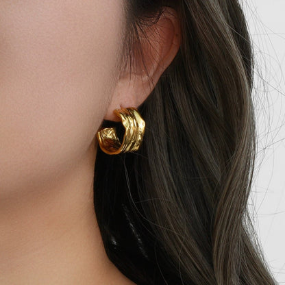 Gold Wave Hoop Earrings JLT13416