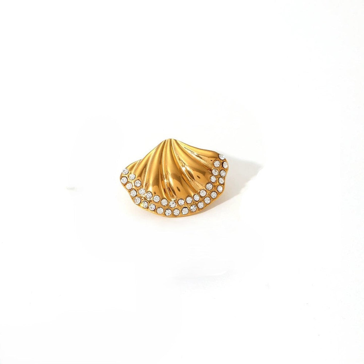 Golden Shell Crystal Stud Earrings JLT13417