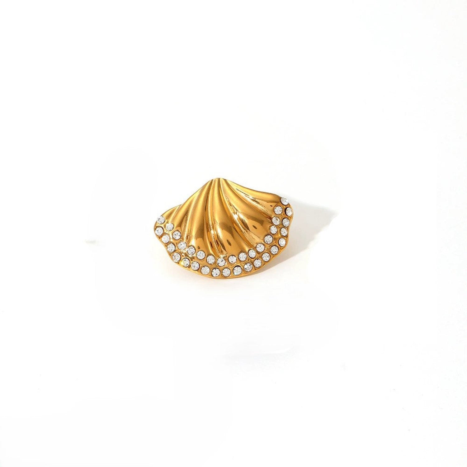 Golden Shell Crystal Stud Earrings JLT13417
