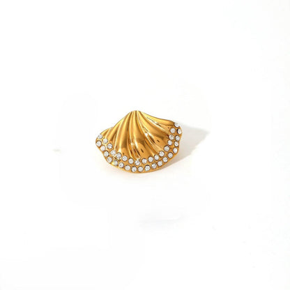 Golden Shell Crystal Stud Earrings JLT13417