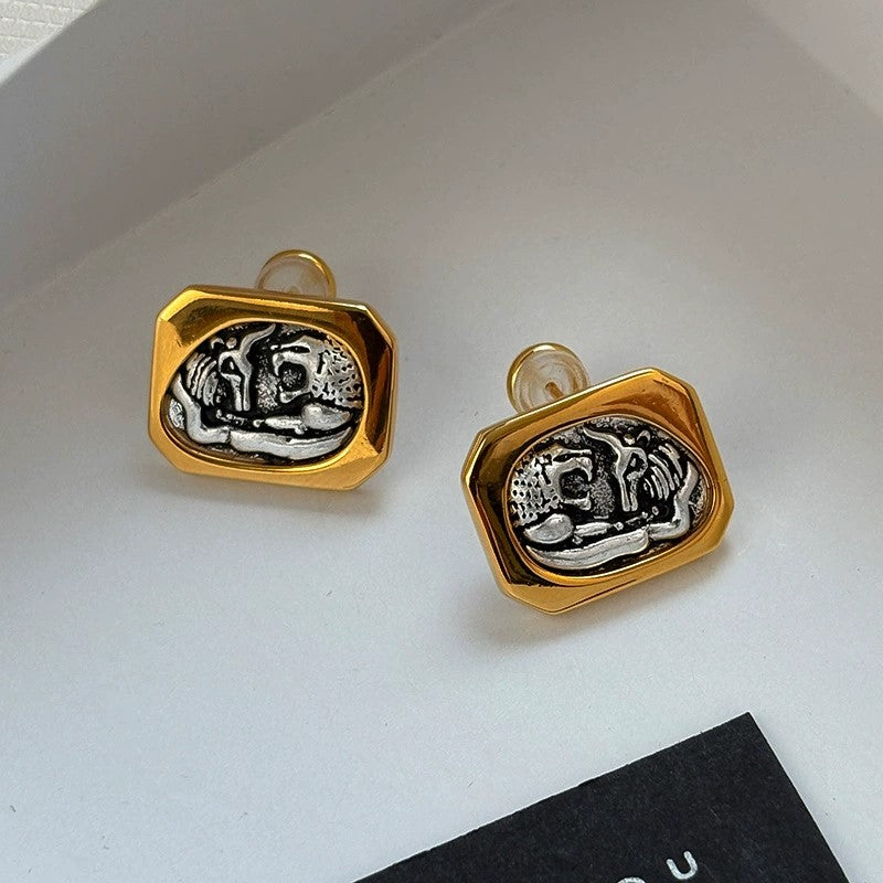 Vintage Coin Stud Earrings JLT13427