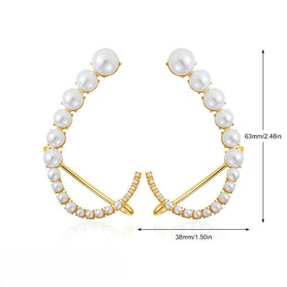 Elegant Pearl Arc Hoop Earrings JLT13428