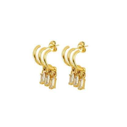 Triple Hoop Crystal Drop Earrings JLT13431