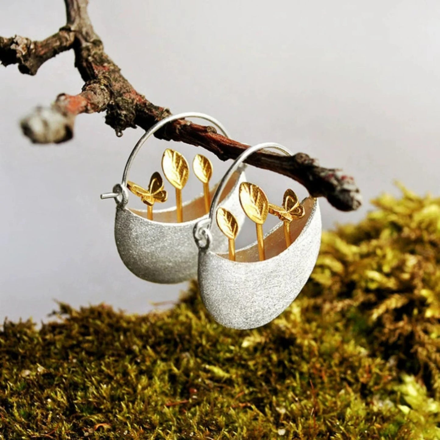 Floral Basket Earring in Silver JLT13446