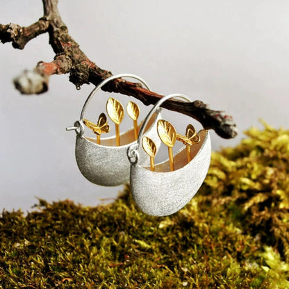 Floral Basket Earring in Silver JLT13446