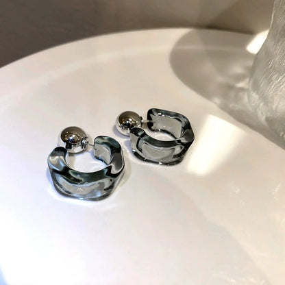 C Shaped Hoop Grey Earrings jlt13462