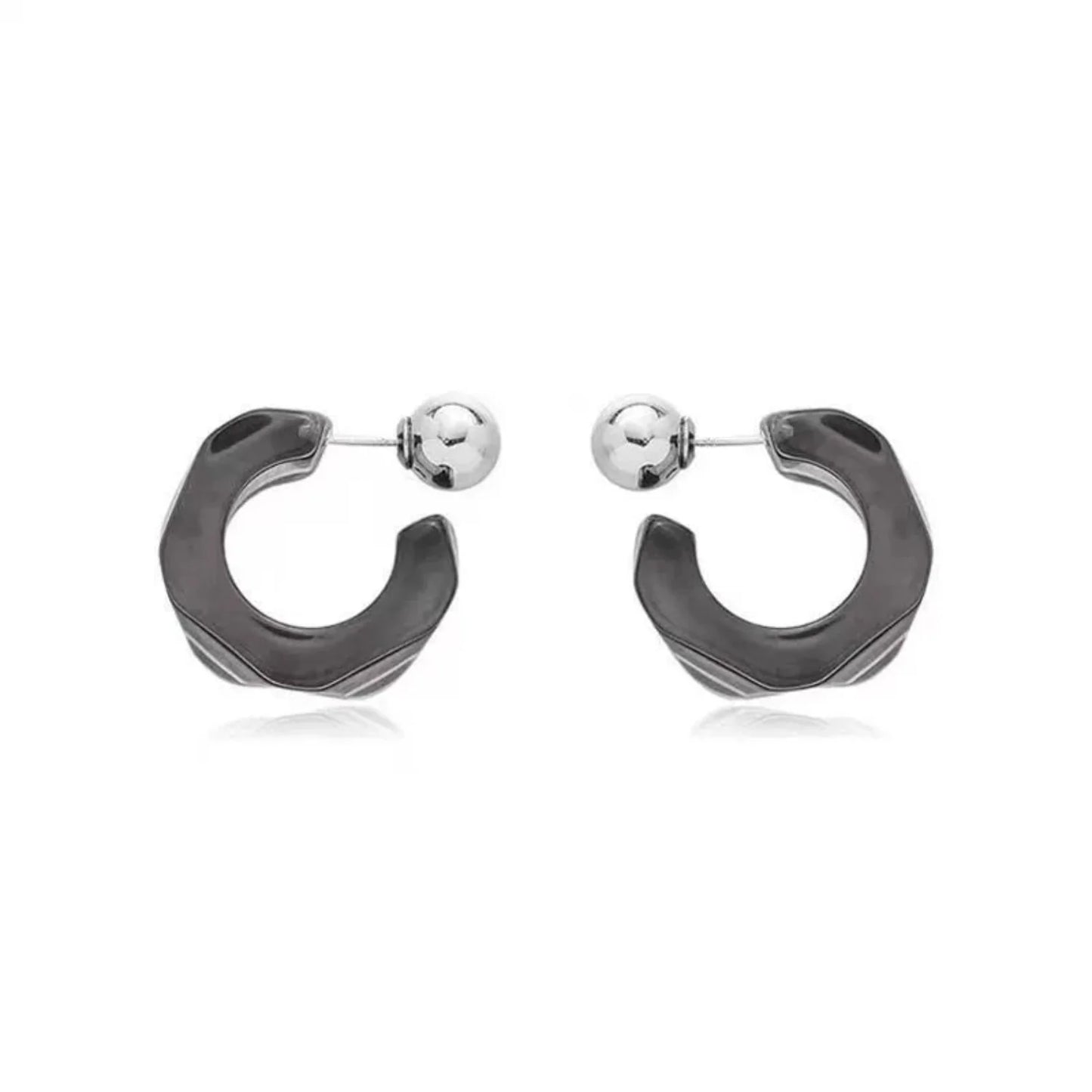 C Shaped Hoop Grey Earrings jlt13462