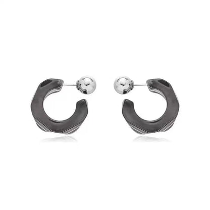 C Shaped Hoop Grey Earrings jlt13462