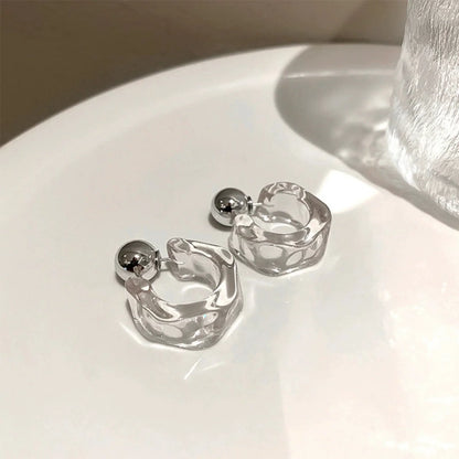 C Shaped Hoop White Earrings jlt13463