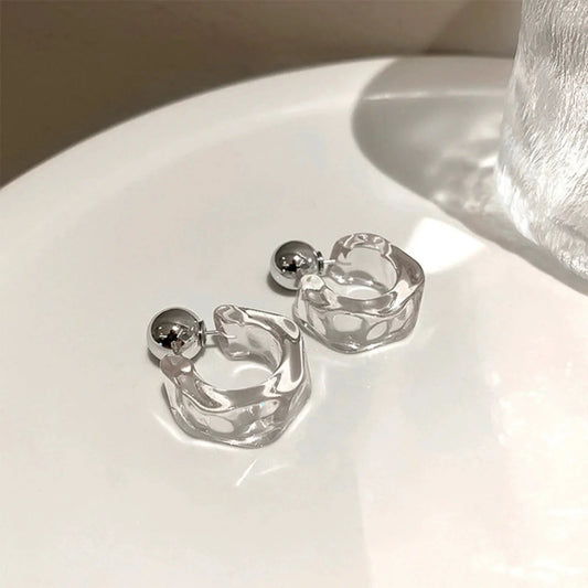 C Shaped Hoop White Earrings jlt13463
